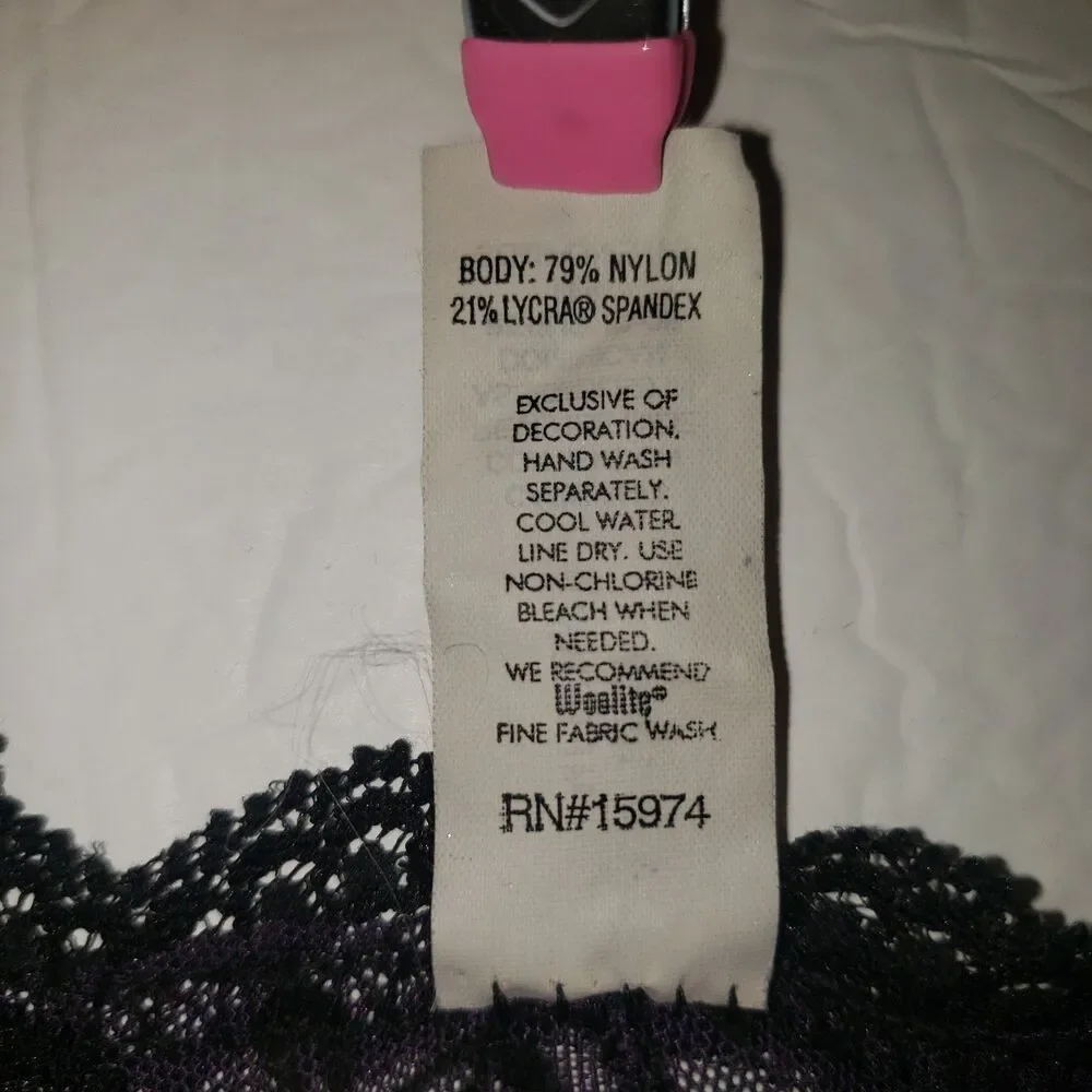 Vintage 90's Purple Black Lace Chemise Nightie Nightgown Slip Womens Size Medium - Picture 4 of 6
